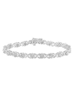 STERLING SILVER 1/2 CT TW DIAMOND TENNIS BRACELET 7" XO SQUARE
